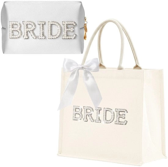 Set di cosmetici con tasca e specchio - Tasca con decorazione "BRIDE" - Set di tasche per cosmetici - Impermeabile - Grande capacità - Dimensioni 31*27*16cm - Tasca per cosmetici