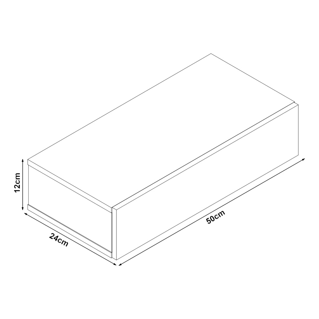 Mensola da Parete con Cassetto Integrato 50x24x12 cm - Nero / Effetto Legno [en.casa]
