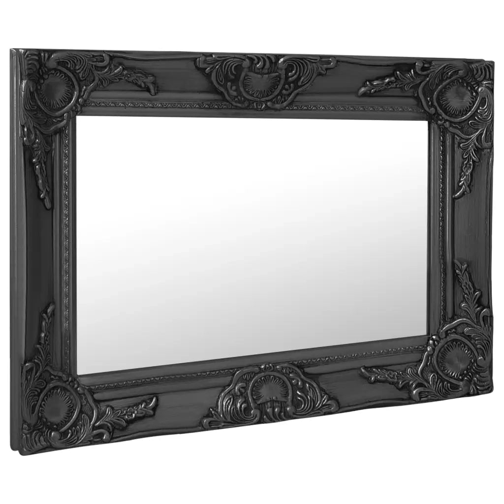 Specchio da Parete | Specchio decorativo Stile Barocco 60x40 cm Nero