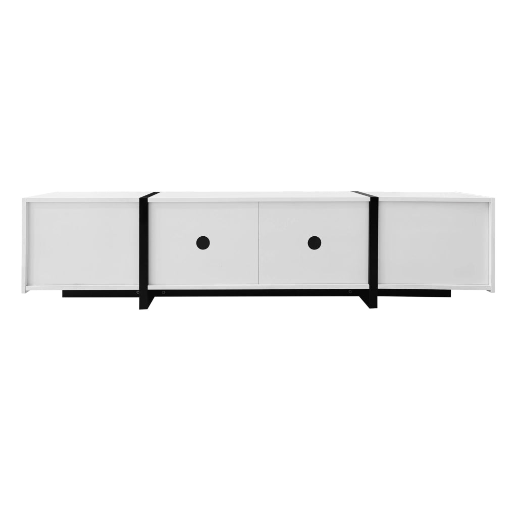 Mobile TV 170x30x39 cm; finitura lucida con 3 ante; 1 cassetto e ribalta; truciolato bianco