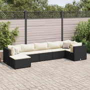 Set Salotto da Giardino con Cuscini 7pz Nero Polyrattan 3308224