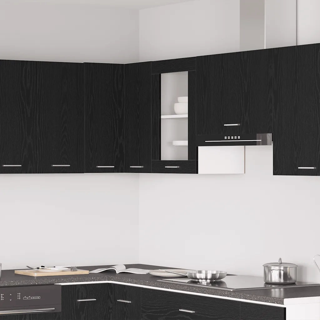 Mobile pensile in vetro rovere Nero 40x31x60 cm in Legno Multistrato 863139