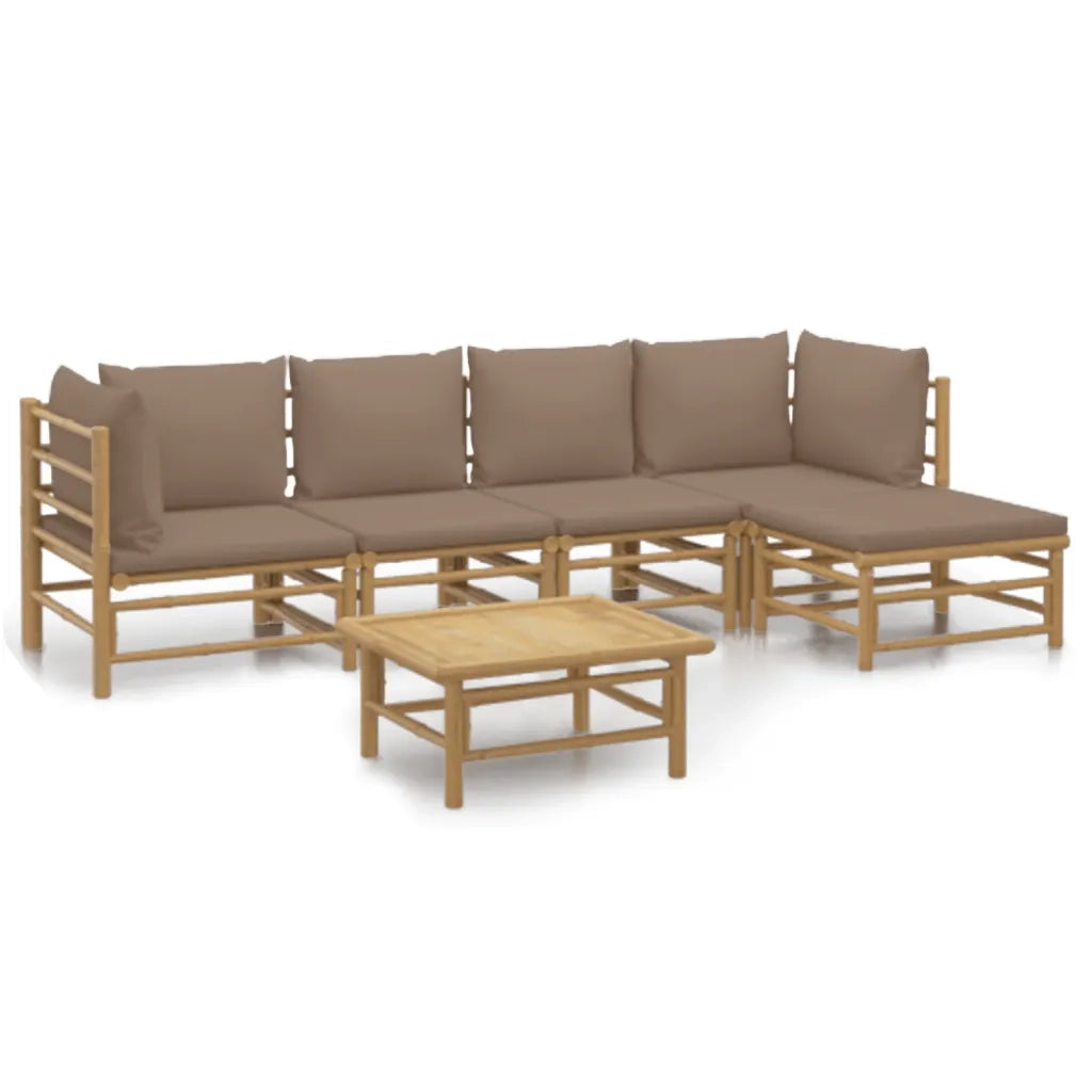 Set Salotto da Giardino 6pz con Cuscini Tortora BambÃ¹cod mxl 76331
