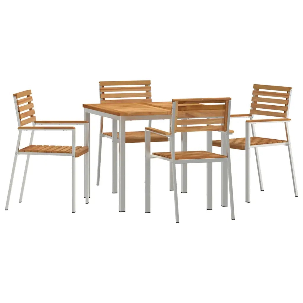 Set da Pranzo per Giardino 5 pcs Marrone Legno di teak solido 3334782