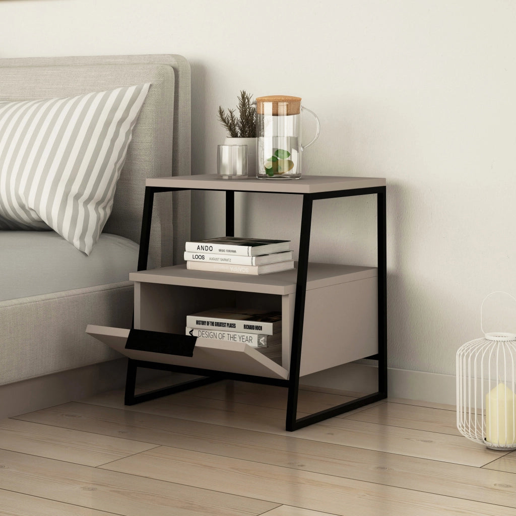 Comodino in legno "Pal" 45 x 40 x 50 cm - Moka chiaro