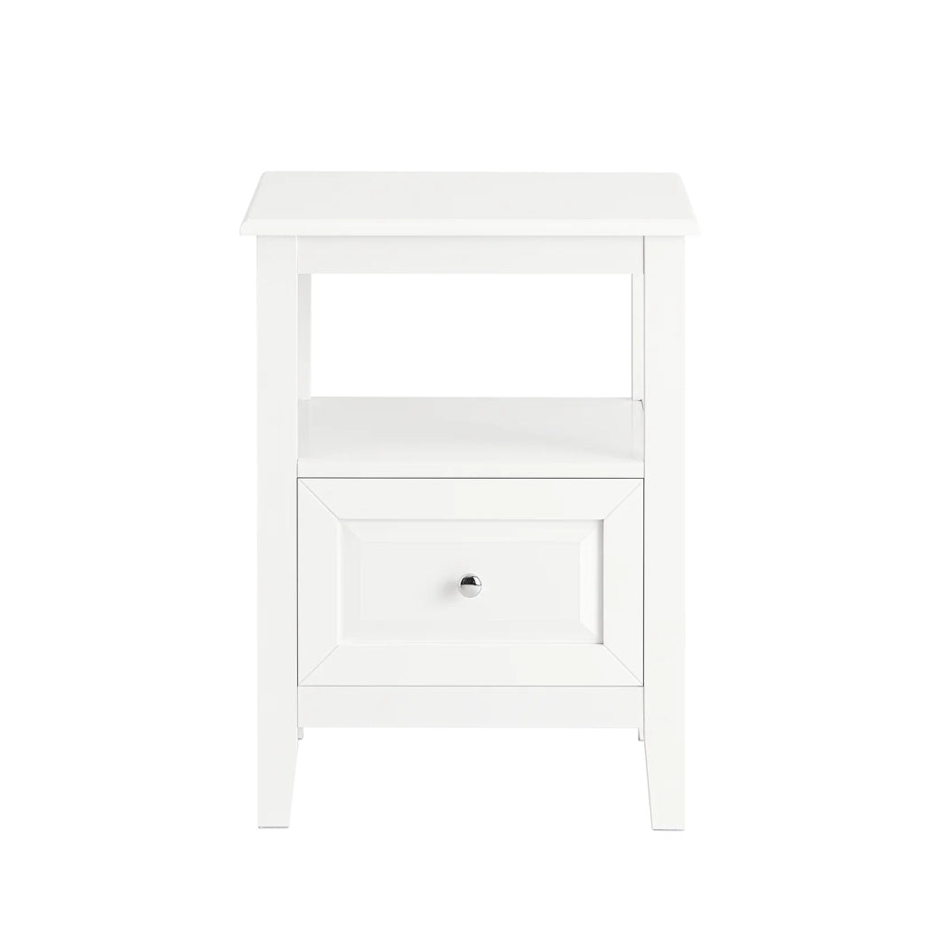 Comodino letto con 1 cassetto e un scomparto aperto Tavolino da salotto o soggiorno Tavolino telefono Bianco 45x35x60cm FBT131-W