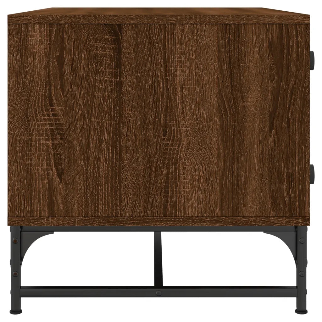 Tavolino salotto | Tavolino da caff¨¨ | Tavolino da Soggiorno con Ante in Vetro Rovere Marrone 68,5x50x50cm