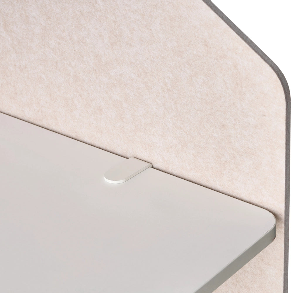 Parete divisoria angolare per scrivania Pannello in PET beige Morsetti di fissaggio in acciaio 120 x 60 x 50 cm Parete divisoria acustica Modulare Home Office