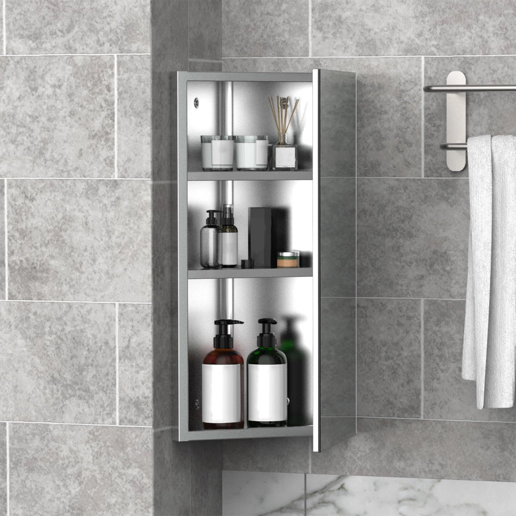 Pensile da Bagno Angolare 1 Anta Specchio 60x30x18,4 cm  Corn Bianco