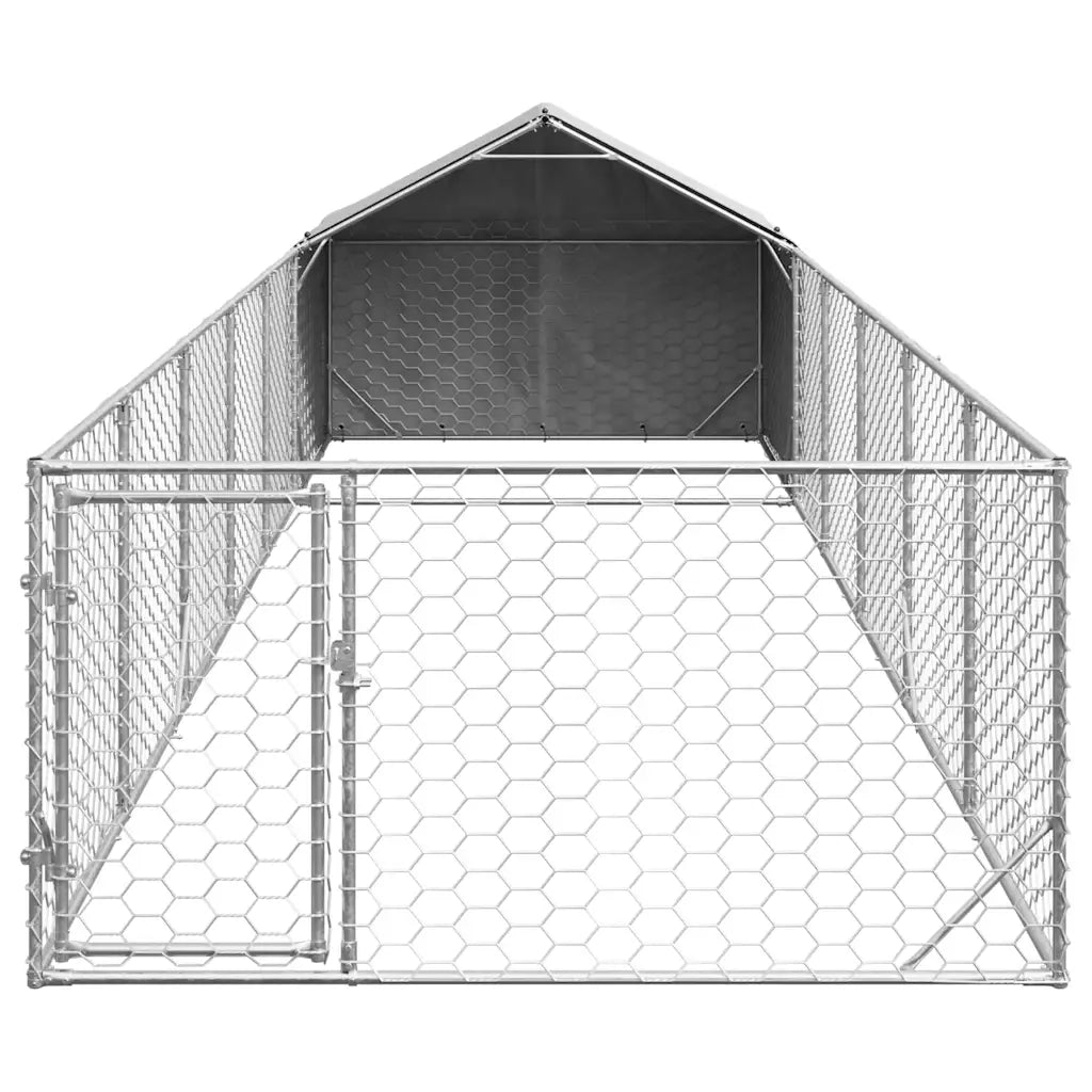 vidaXL Cuccia per Cani da Esterno con Recinto 8x2x1,5m Acciaio Zincato