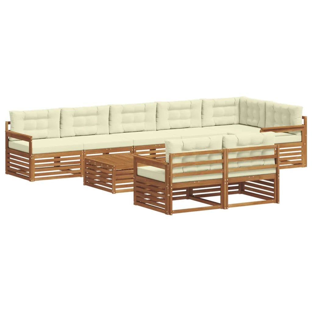 Set di divani da esterno con cuscino 9 pcs Naturale e Crema