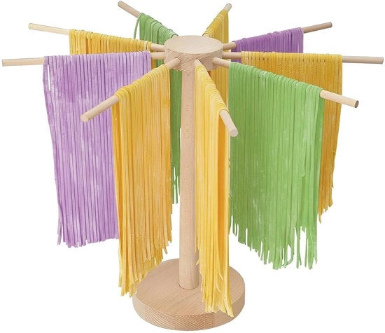 Drogeria in legno pieghevole - 9 braccia ripiegate - per pasta da 4,5 kg - base rotativa - inerte ai feromoni - asciugamani per pasta