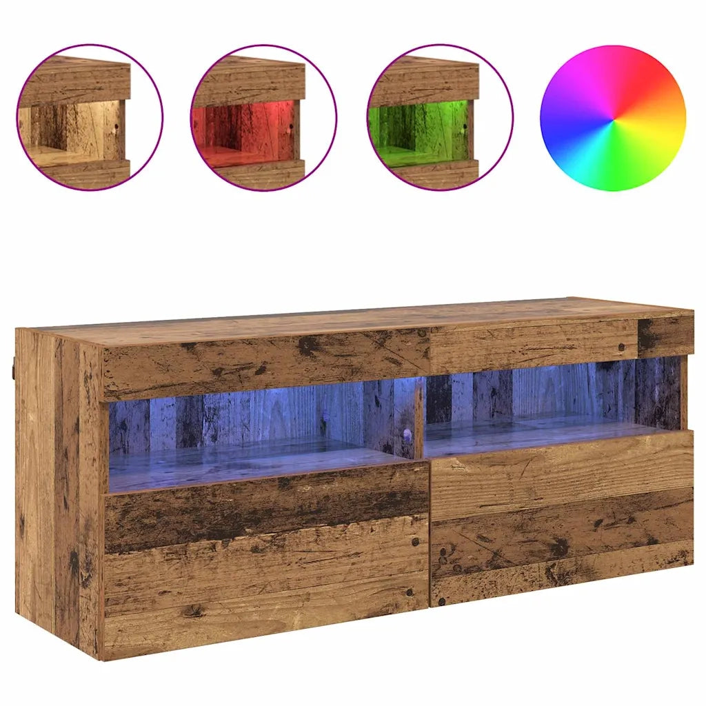 Mobile TV da Parete | Armadietto TV | Mobile Porta TV con LED Legno vecchio 100 x 30 x 40 cm