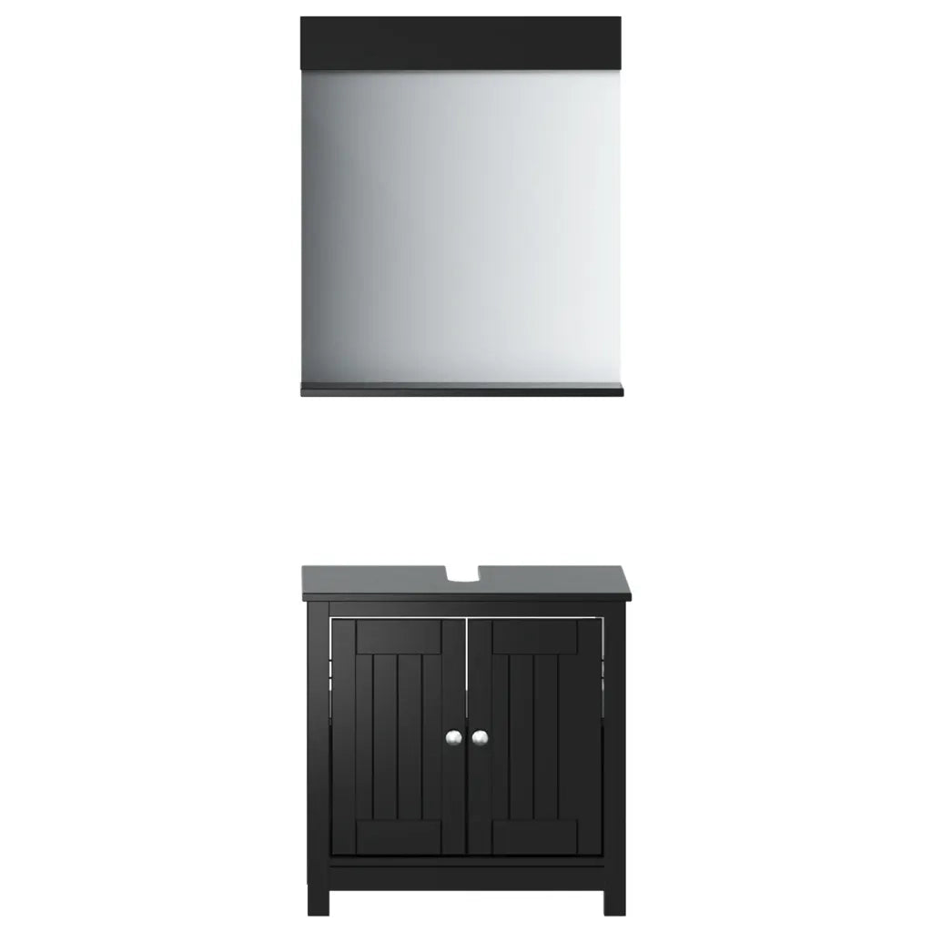 Set Mobili da Bagno 2 pz BERG Nero in Legno Massello di Pino