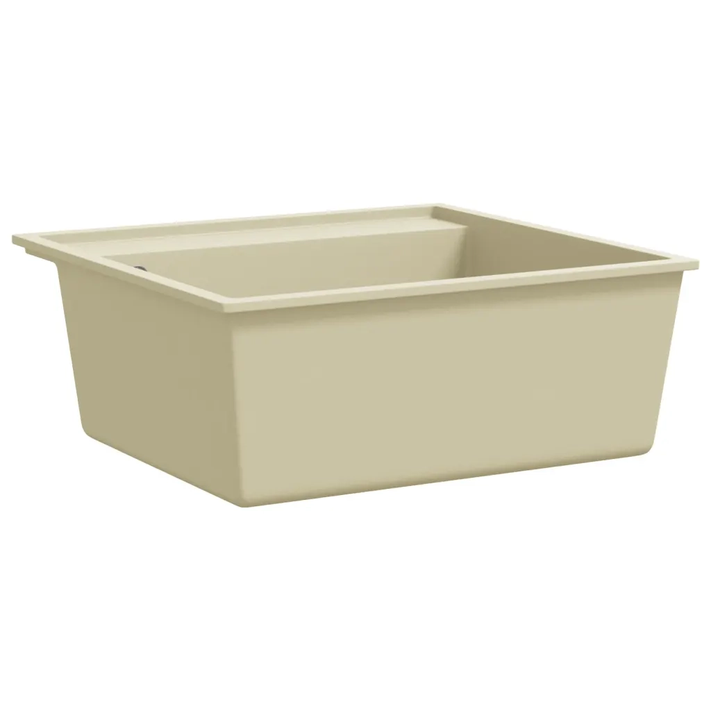 Lavello da Cucina con Foro Troppopieno Beige in Granito cod mxl 70263