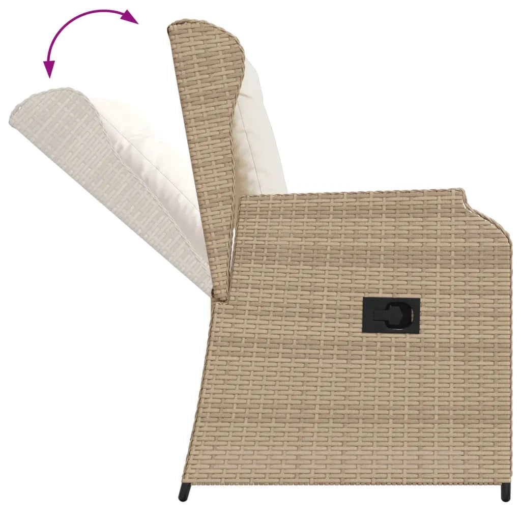 Sedie Reclinabili da Giardino 2pz con Cuscini Beige Polyrattan 368995