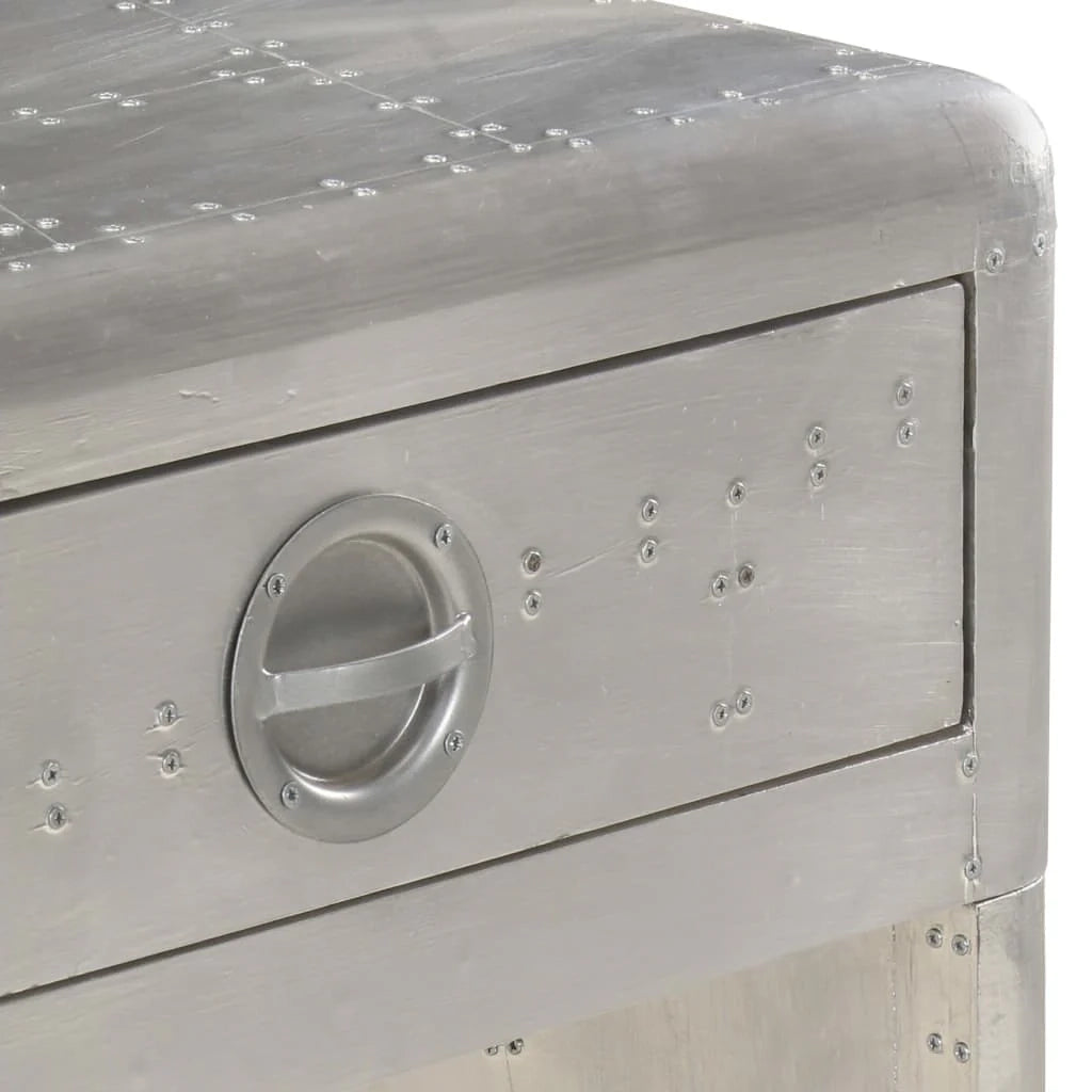 Credenza buffet cassettiera mobile contenitore organizer cucina soggiorno salotto stile aviatore 110 x 35 x 75 cm metallo Argento 02_0031751