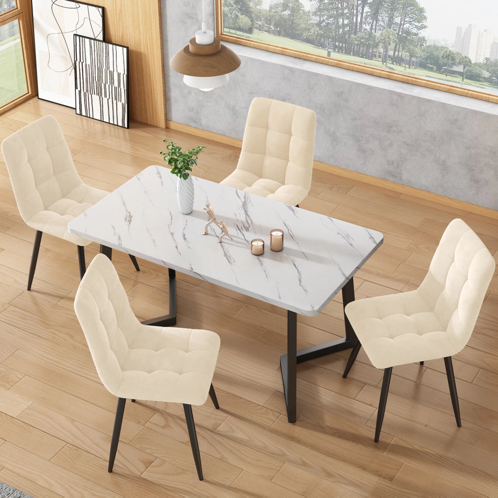 Set tavolo e 4 sedie 117x68 cm moderno; MDF; beige