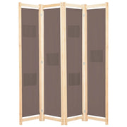 Paravento divisorio divisorio mobile decorativo 4 pannelli marrone 160 x 4 cm tessuto 0802088