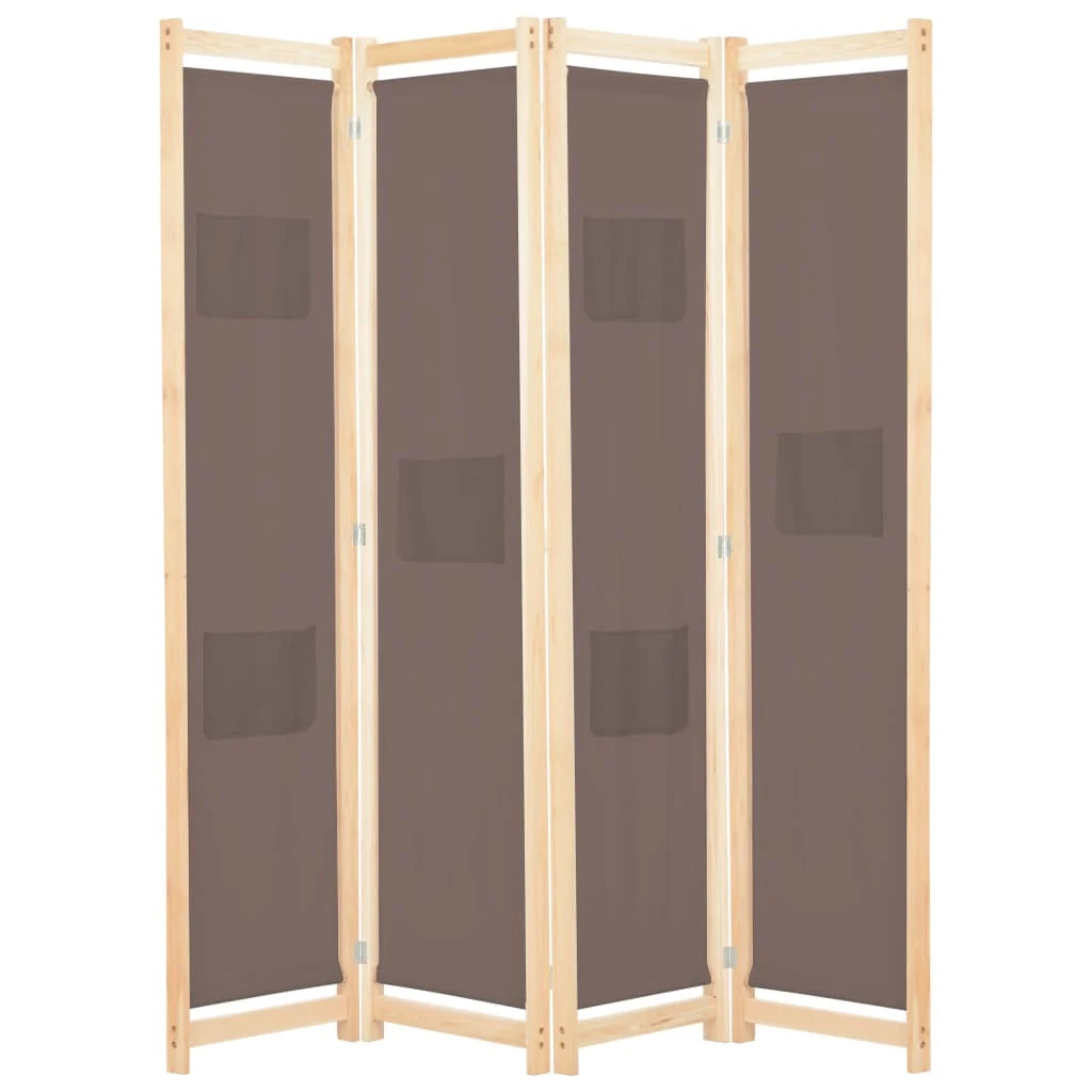 Paravento divisorio divisorio mobile decorativo 4 pannelli marrone 160 x 4 cm tessuto 0802088