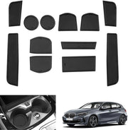 Accessori compatibili con BMW 1 Serie F40 2019-2024 (trasmissione automatica) Mattoncini antislip in gomma per contenitore centrale, Deurnaadmatten per Bekerhouder, 1 Serie F40 (nero)