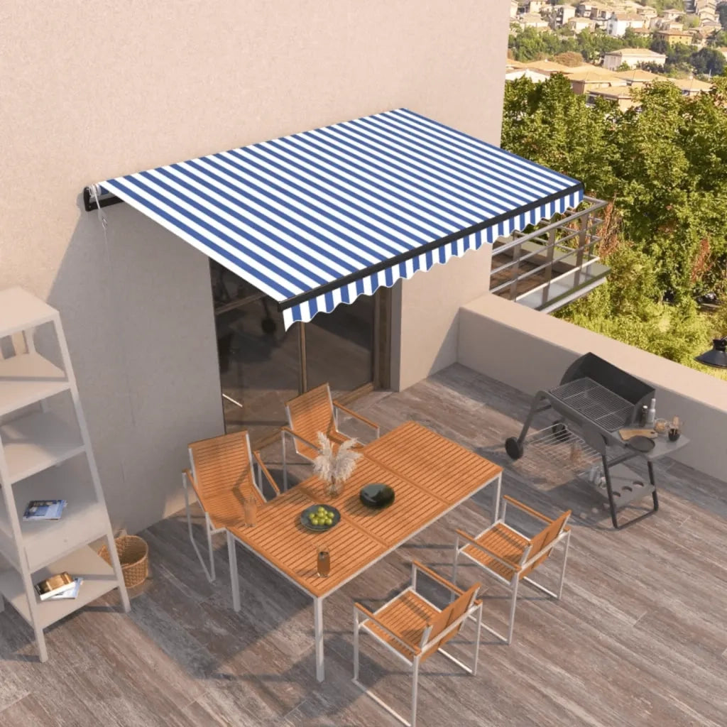 Tenda da Sole Retrattile Automatica 450x350 cm Blu e Bianca