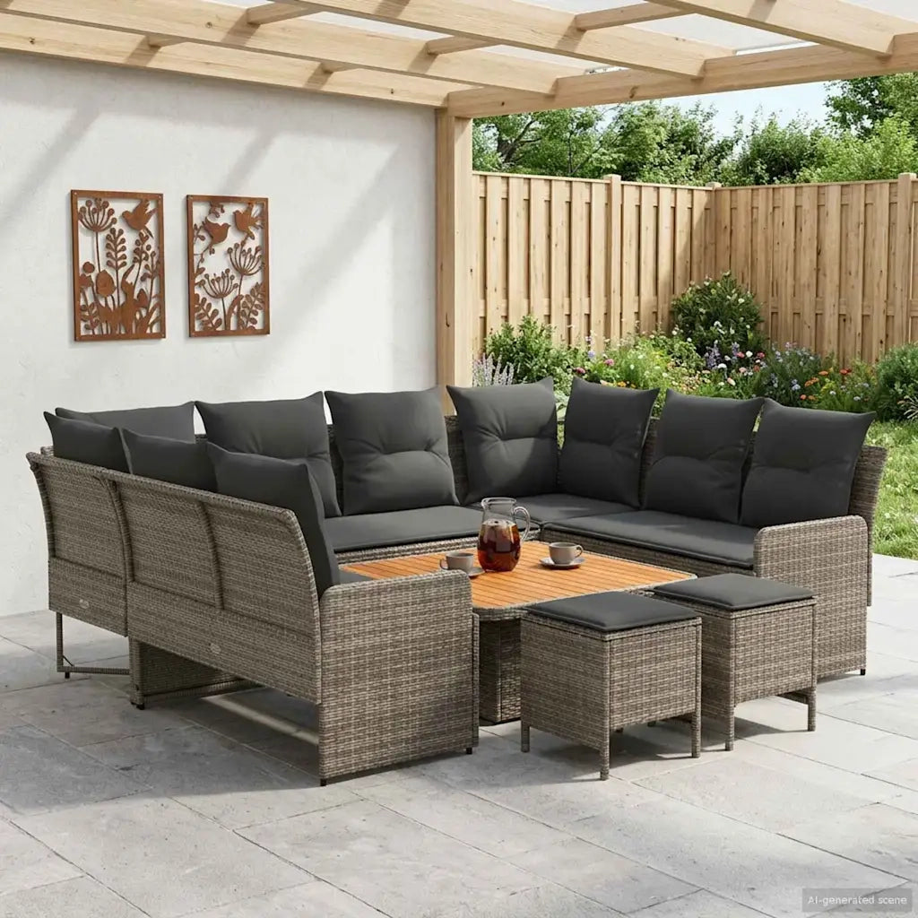 Set di Mobili 8 pcs Grigio e Grigio Scuro Rattan in PE 3422197