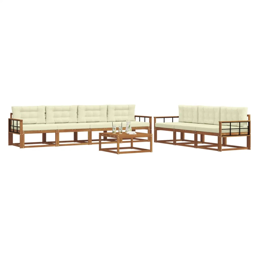 Set di divani da esterno con cuscino 8 pcs Naturale e Crema 3367308