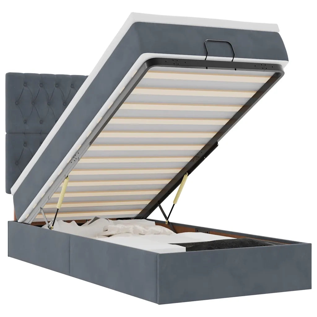Struttura Letto Pouf con Materassi 90x200 cm in Velluto 3314367