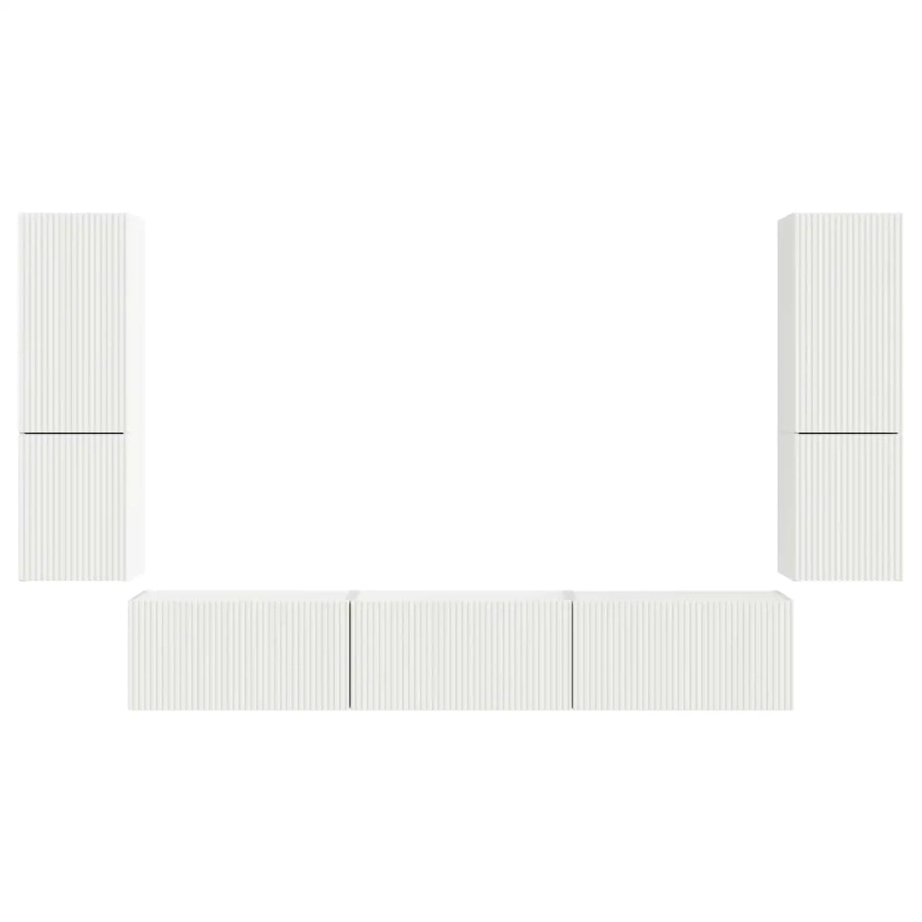 Set mobile TV Montaggio a parete 4 pcs Bianco Legno multistrato 3409042