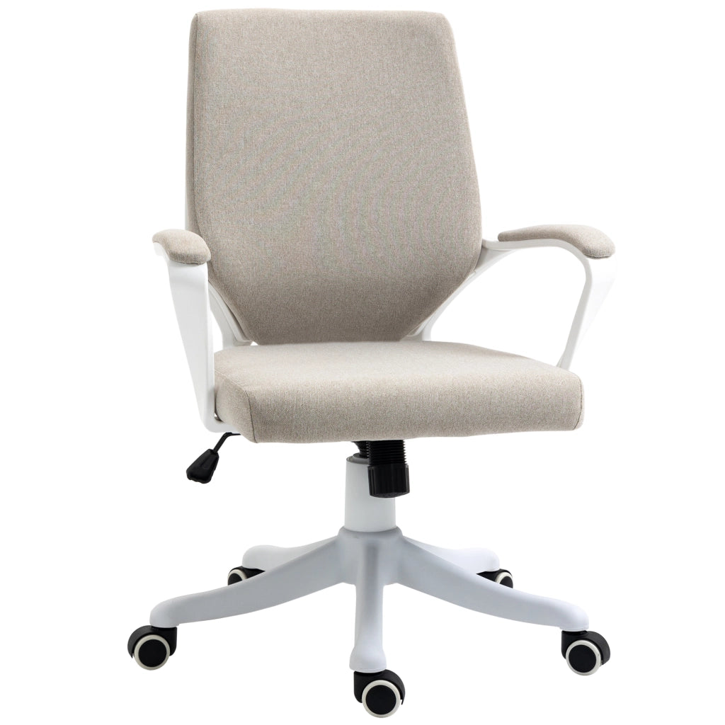 Sedia da ufficio ergonomica con supporto lombare e altezza regolabile con ruote girevoli in poliestere beige