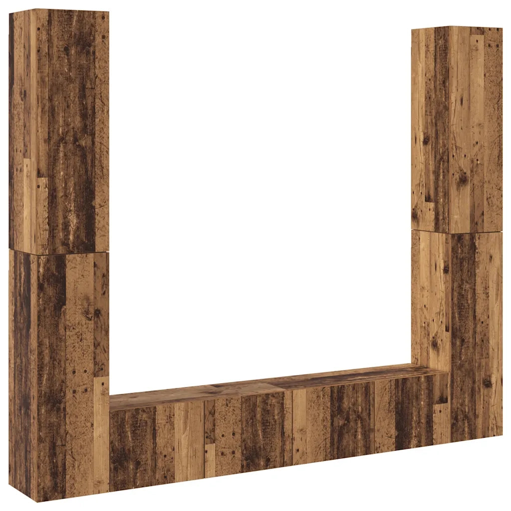 Mobili TV a Parete 6 pz Legno Vecchio Legno Multistrato 3328985