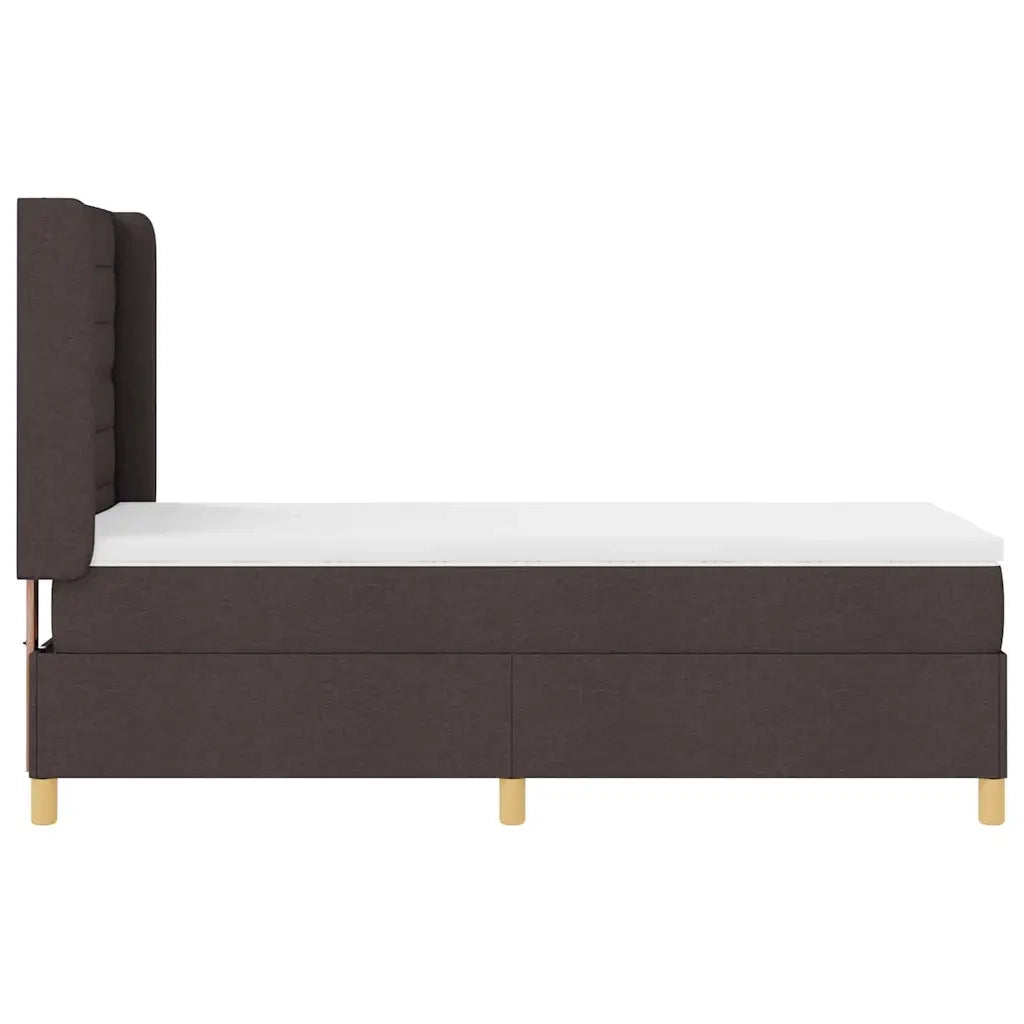 Letto a molle con materasso Marrone Scuro 100 x 200 cm Tessuto