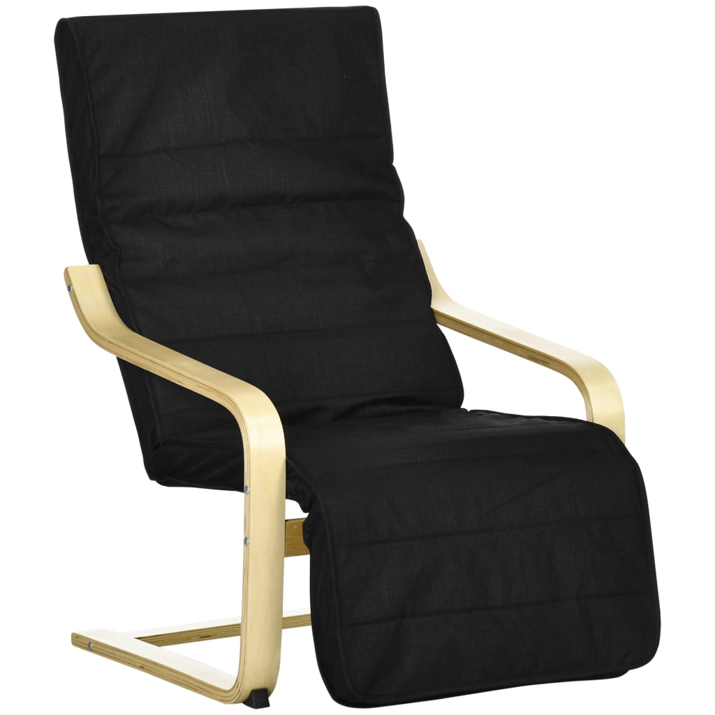 POLTRONA Relax con poggiapiedi regolabile 66,5x94x100 cm Nero