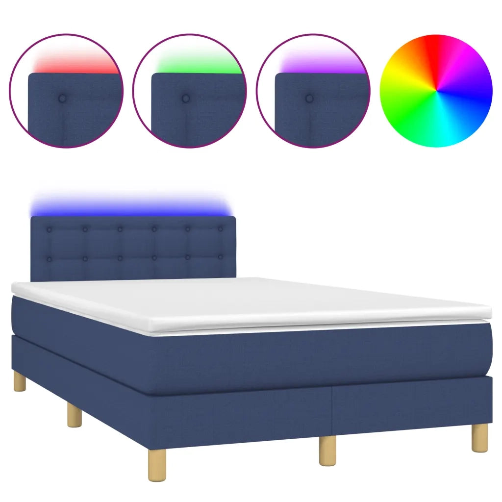 Letto a Molle con Materasso e LED Blu 120x190 cm in Tessuto 3270122