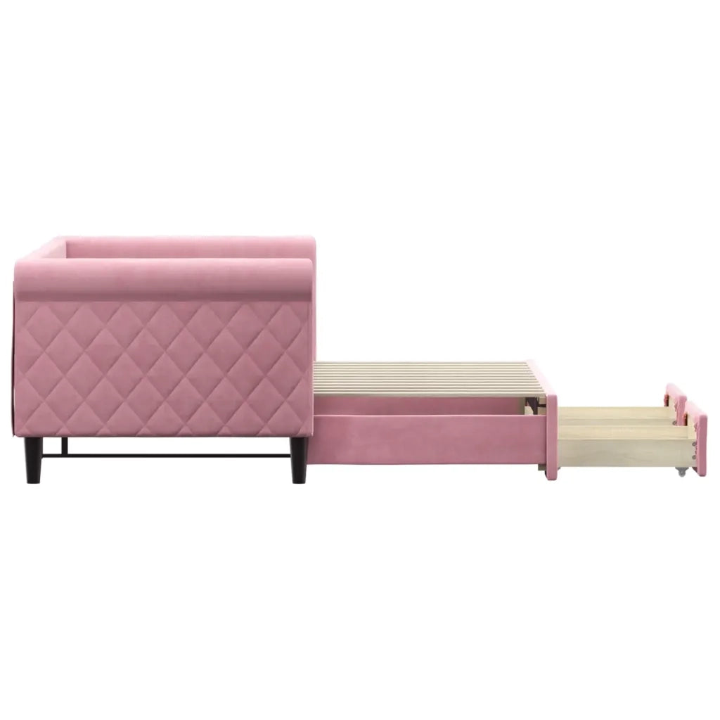 Divano Letto Estraibile con Cassetti Rosa 80x200 cm Velluto 3197815