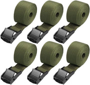 Set di cinturoni di sostegno da 6 pezzi, cinturone di sostegno da 1m, cinturoni di sostegno regolabili con chiusura a morsa, cinturoni di sostegno per motocicli, bagagli, campeggio, verde