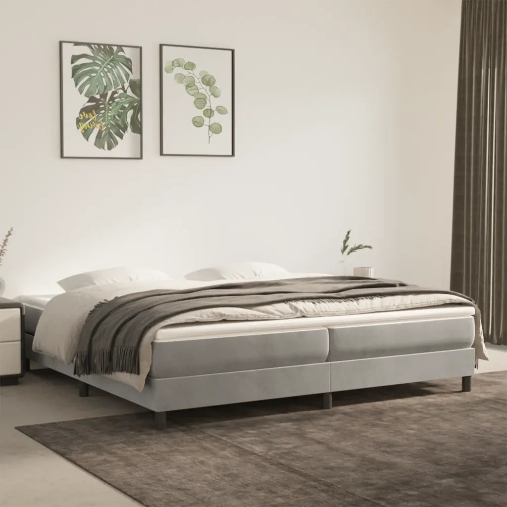 Struttura Letto a Rete a Molle-Giroletto Grigio Chiaro 200x200 cm Velluto 686535