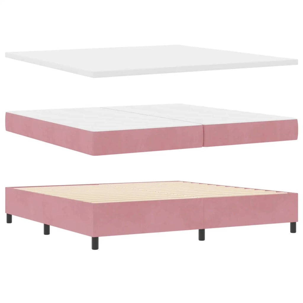 Letto a Sorgente LED con materasso Rosa 200 x 200 cm Velluto 3343405