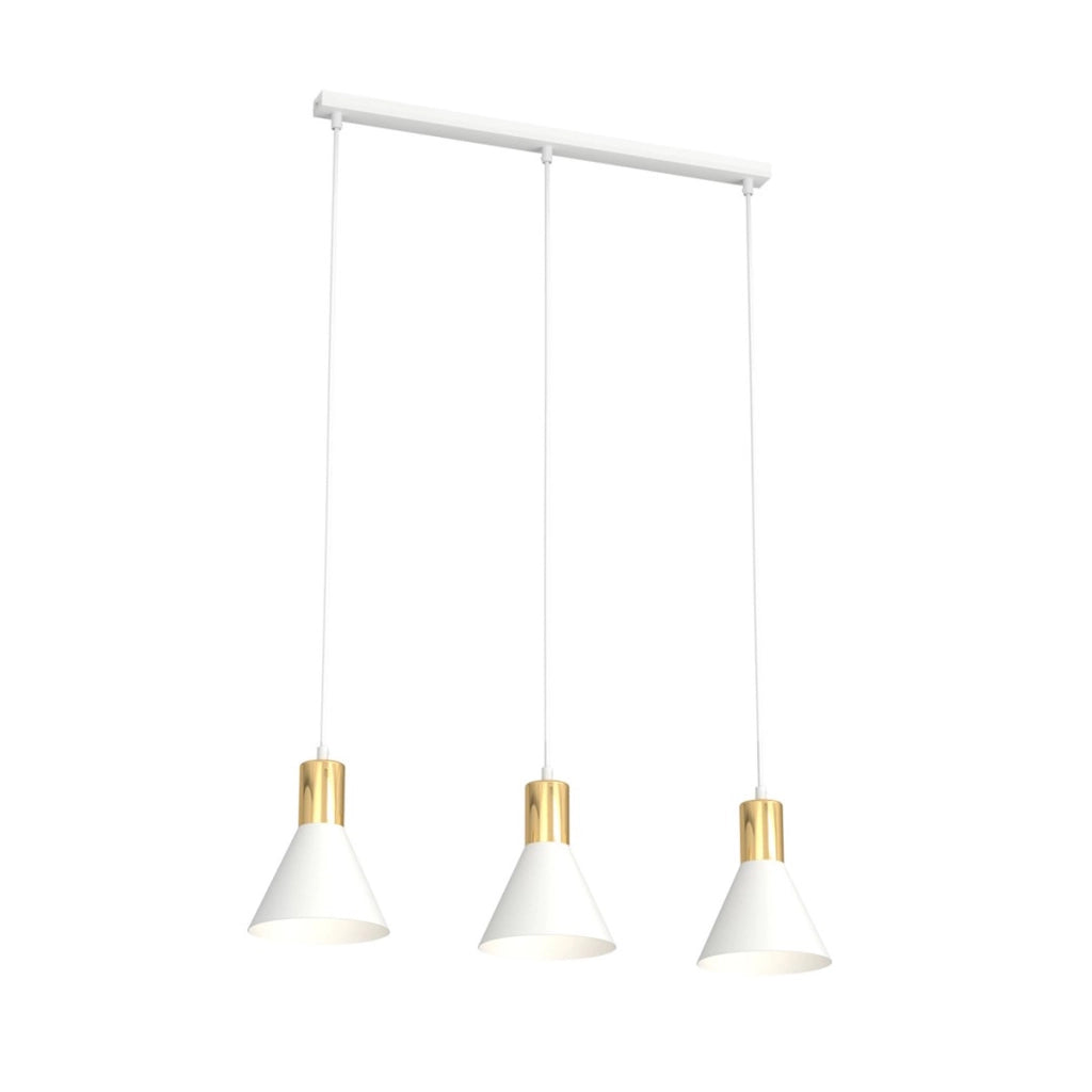 Lampada a sospensione Rosa in acciaio bianco e oro