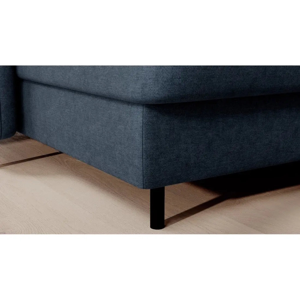 Divano ad angolo convertibile BERTHO 306 cm blu notte – Angolo sinistro con contenitore