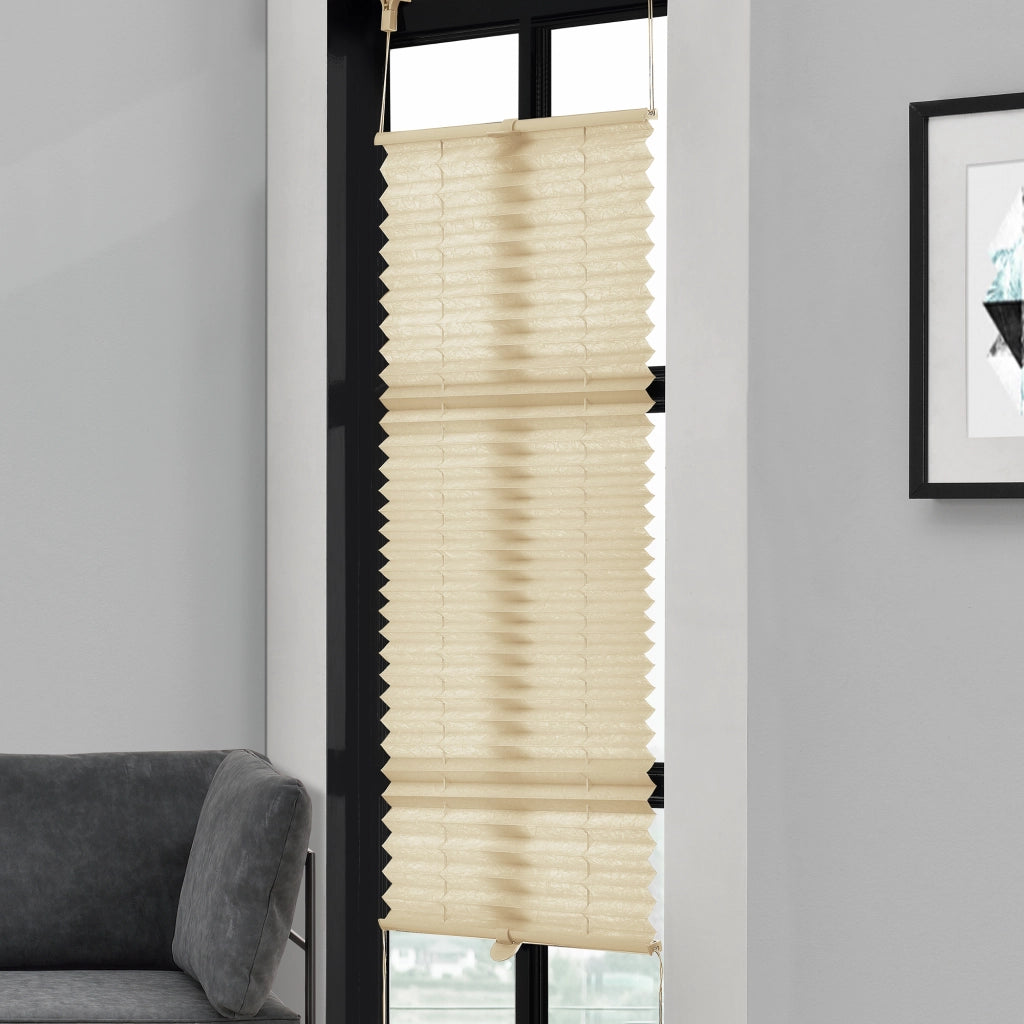 [neu.haus] Tenda Plissé Klemmfix  (35 x 125 cm) (crema) - protezione sole e luce - opaco (senza bisogno di praticare