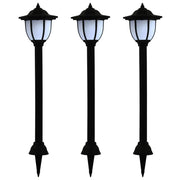 Set di 3 luci solari da giardino per esterni 16,5 x 14,5 x 73 cm facili da installare in polipropilene nero 02_0045902