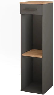 Portabottiglie Repose, Quercia dorata/antracite, 30 x 106 cm, adatto per la conservazione di bottiglie di vino e libri