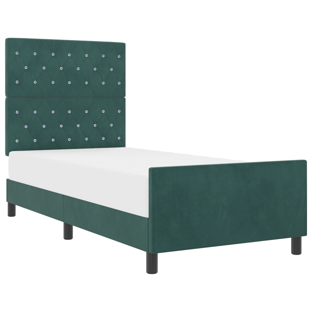 Struttura letto Verde scuro 100x200 cm Velluto