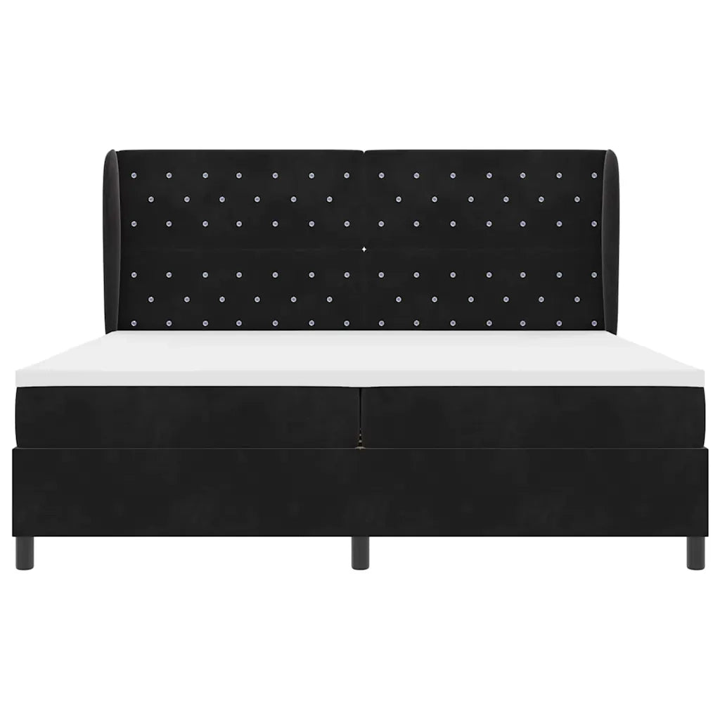 Letto a molle con materasso Nero 200 x 200 cm Poliestere 3340894