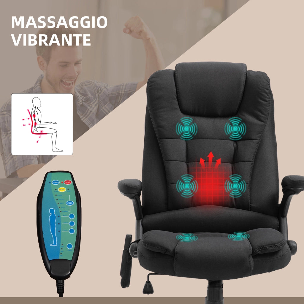 Sedia da Ufficio Massaggiante e Riscaldata ¨C zephmum ¨C Nero