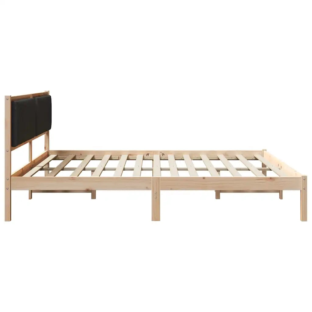 Struttura del letto-Giroletto Nero 200 x 200 cm Pino massello 929989