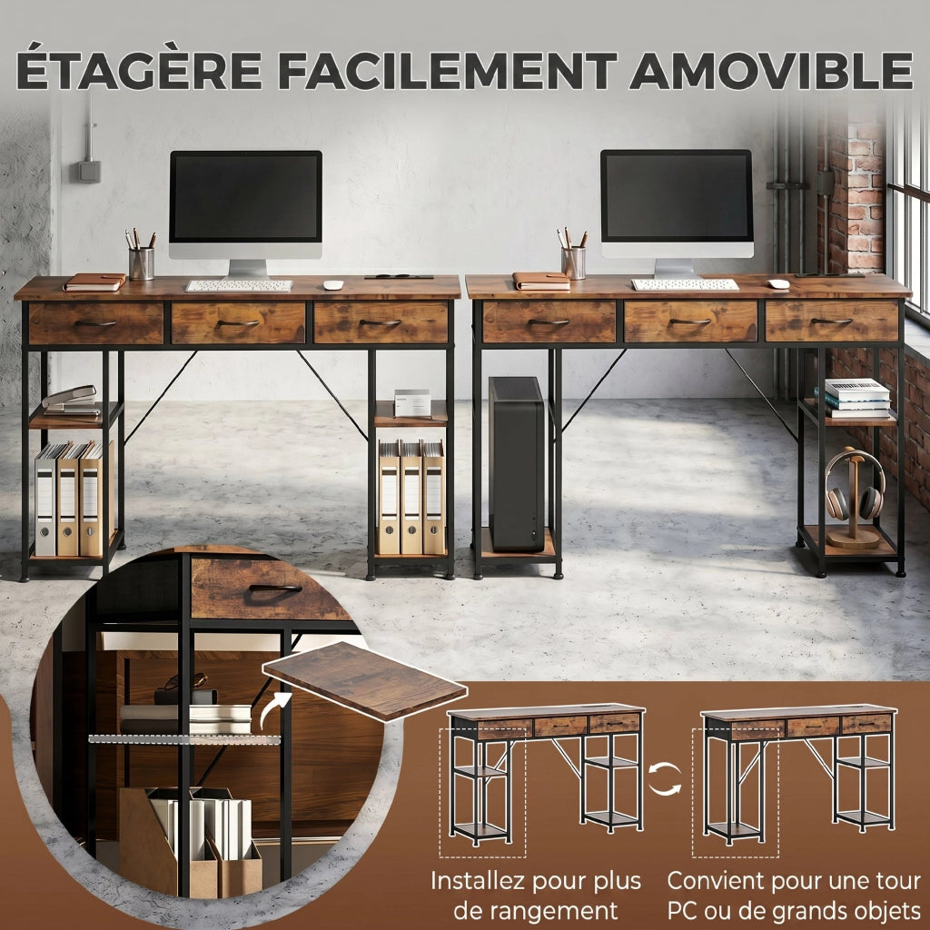 Scrivania con cassetti e ripiani ¨C Minimal ¨C marrone 120x40x76 cm
