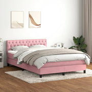 Letto a Molle con Materasso e LED Rosa 140x220 cm in Velluto 3317222
